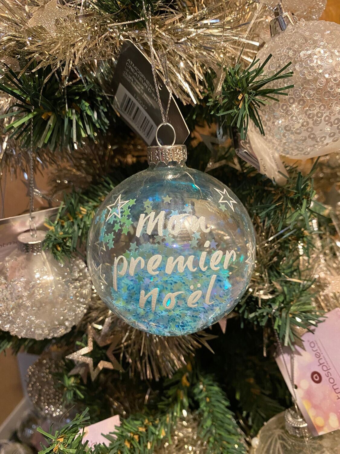 Boule de noel Boule de noel "Mon premier noel" bleu
