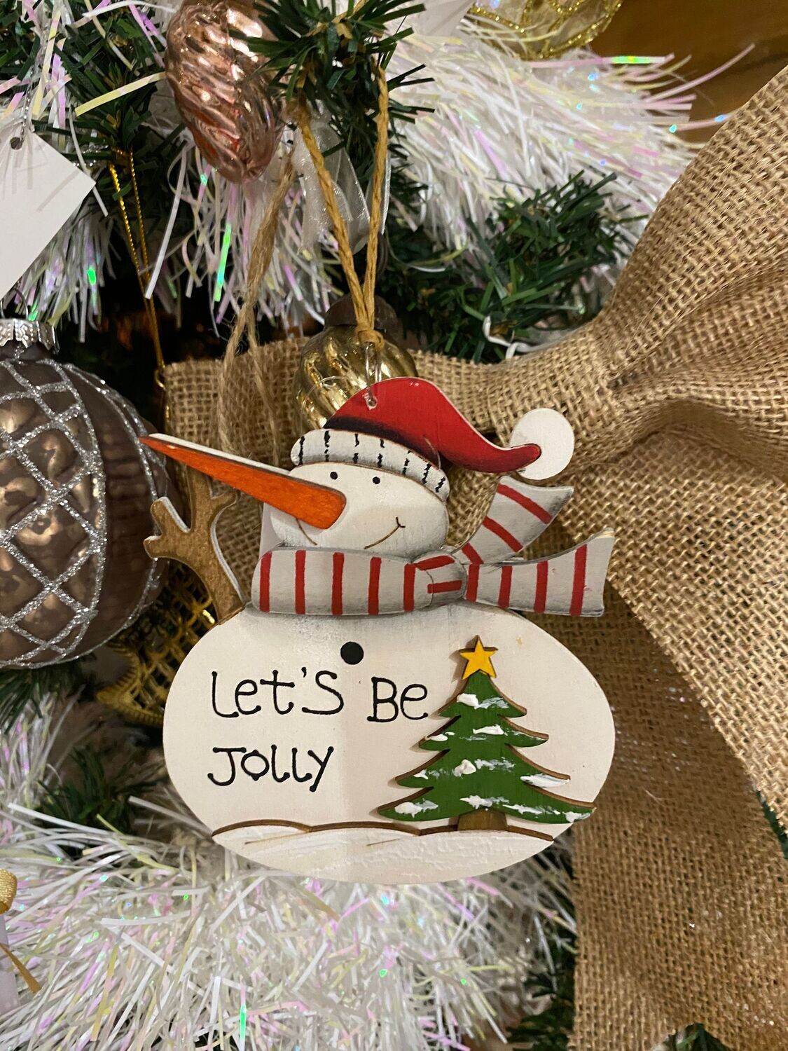 Suspension Bonhomme de neige en bois Suspension Bonhomme de neige en bois "let's be jolly"