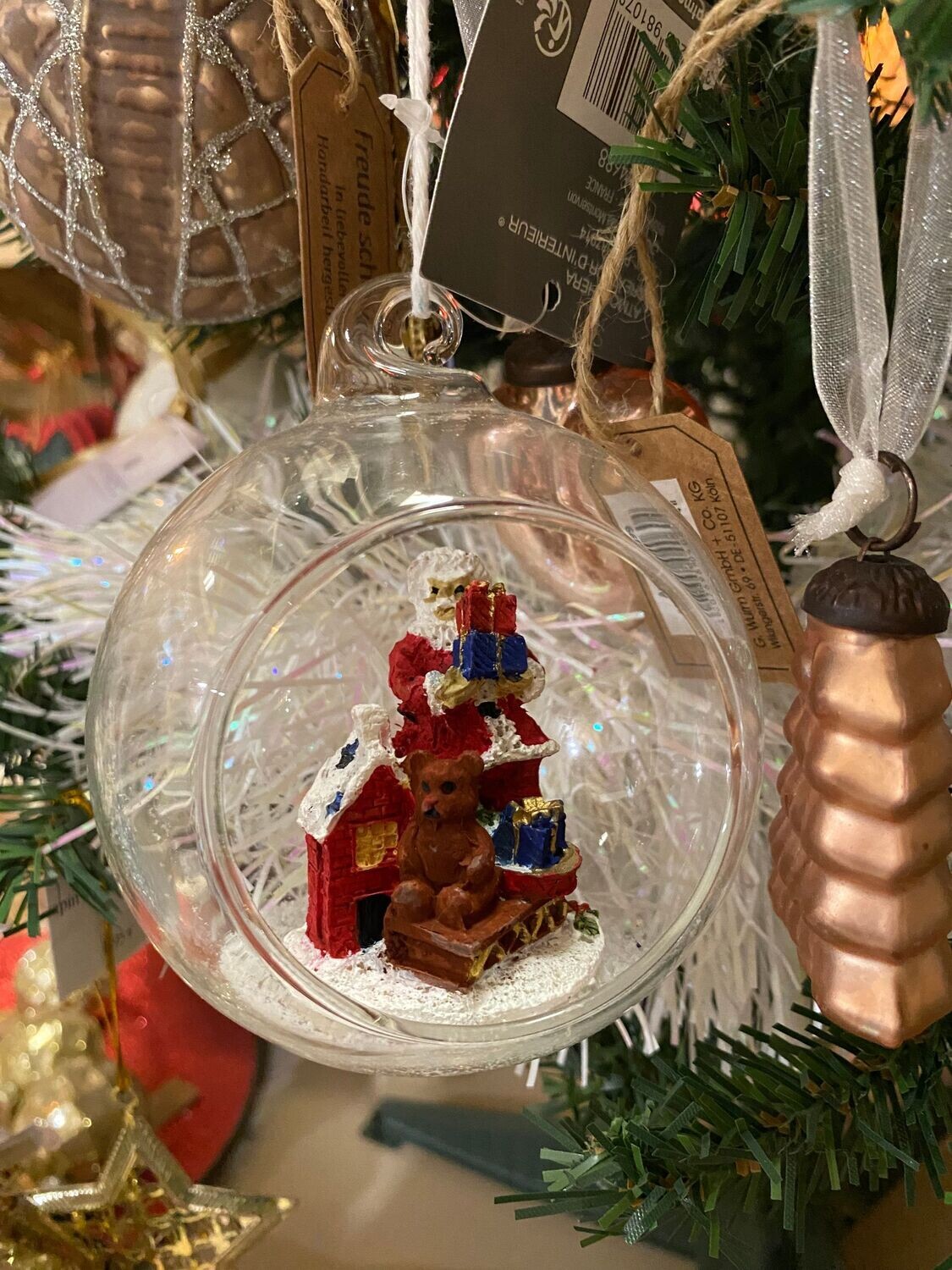 Boule de noël Père noël en verre Boule de noël Père noël en verre