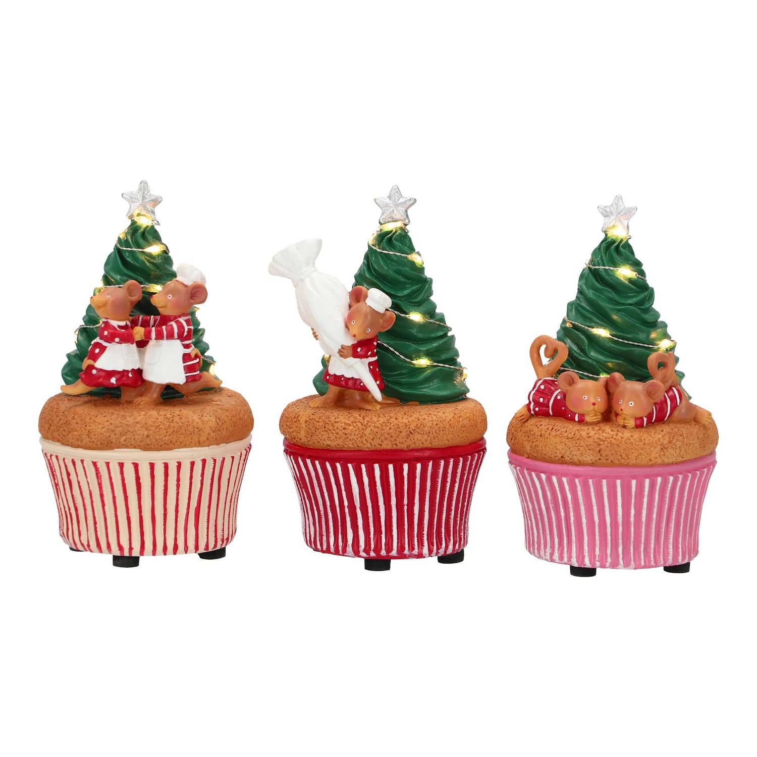 Cupcake sapin et souris le lot Cupcake tree & mouse 3 ass poly