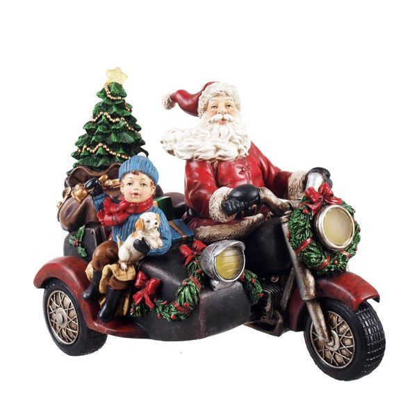 Père noël rouge à moto à Led