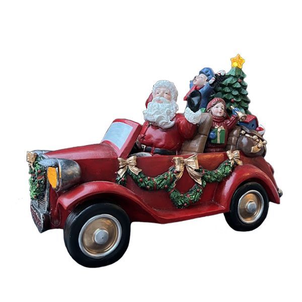 Père noël rouge en voiture à Led