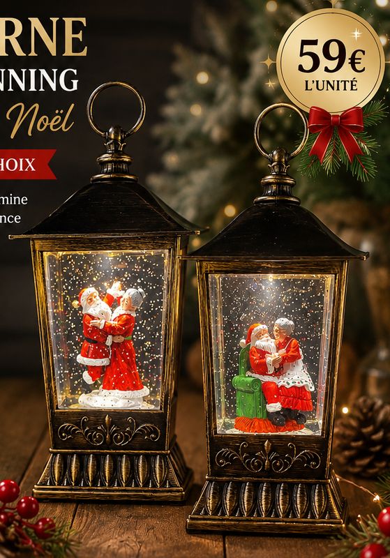 Lanterne à eau Père et Mère Noël Lanterne à eau Père et Mère Noël