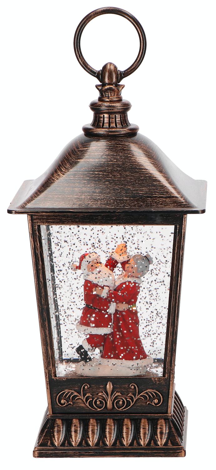 Lanterne a eau LED Père et Mère Noël dansant
