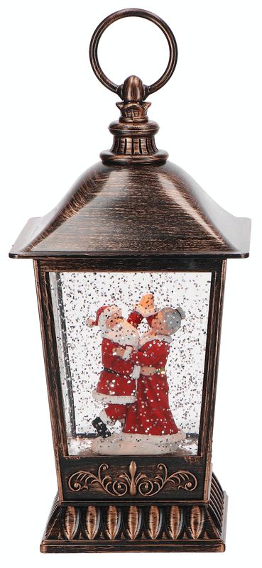 Lanterne a eau LED Père et Mère Noël dansant