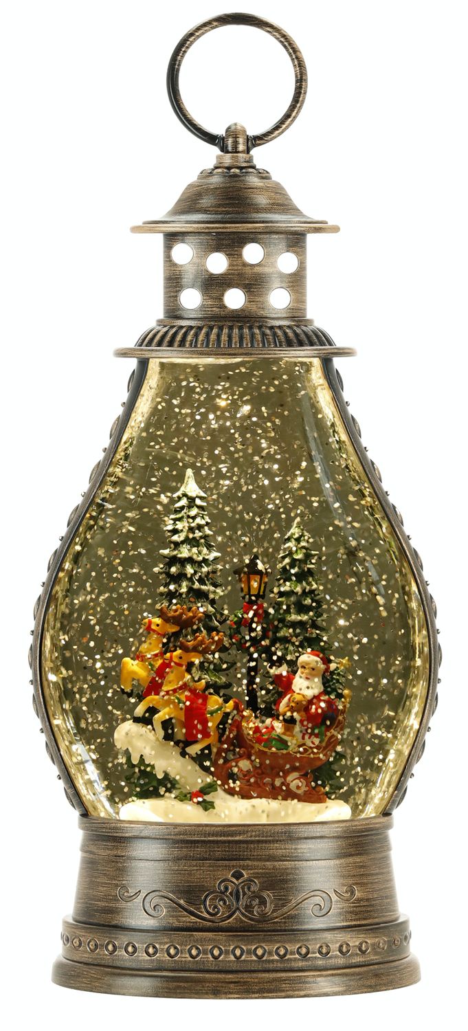 Lanterne à eau LED Père Noël dans son traîneau Lanterne à eau LED Père Noël dans son traîneau