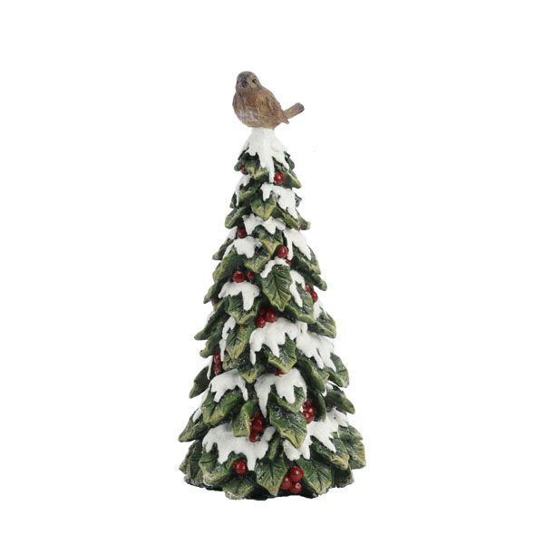 Sapin enneigé avec oiseau 27 cm Sapin enneigé avec oiseau 27 cm
