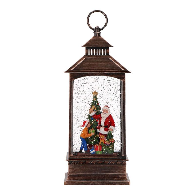 Père Noël lanterne et enfant