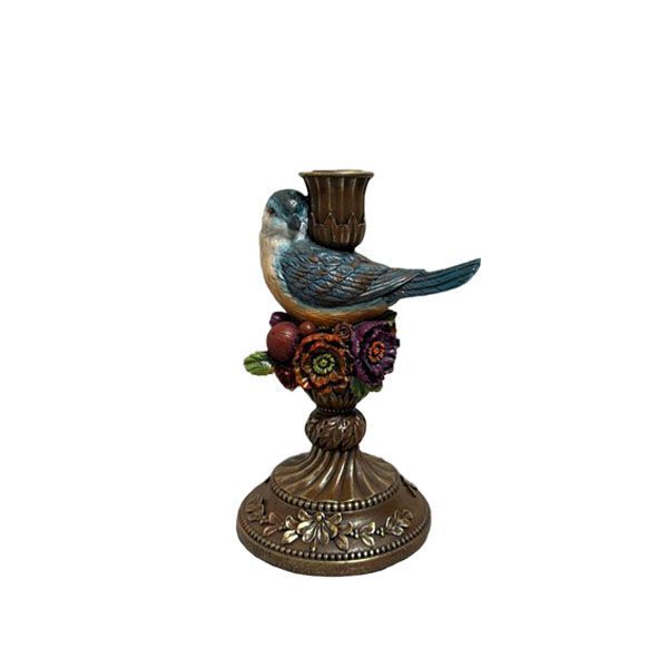 Bougeoir marron 22 cm avec oiseau Bougeoir marron 22 cm avec oiseau