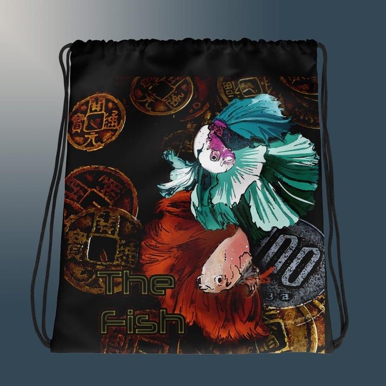 Beta Fish Drawstring Bookbag