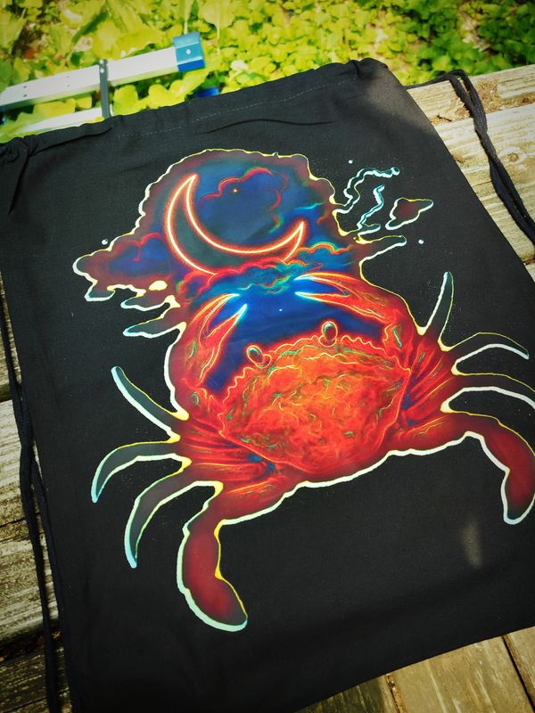 Cancer Crab Mystical Moon Drawstring Bookbag
