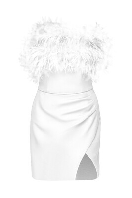 Мини-платье со страусиным пером