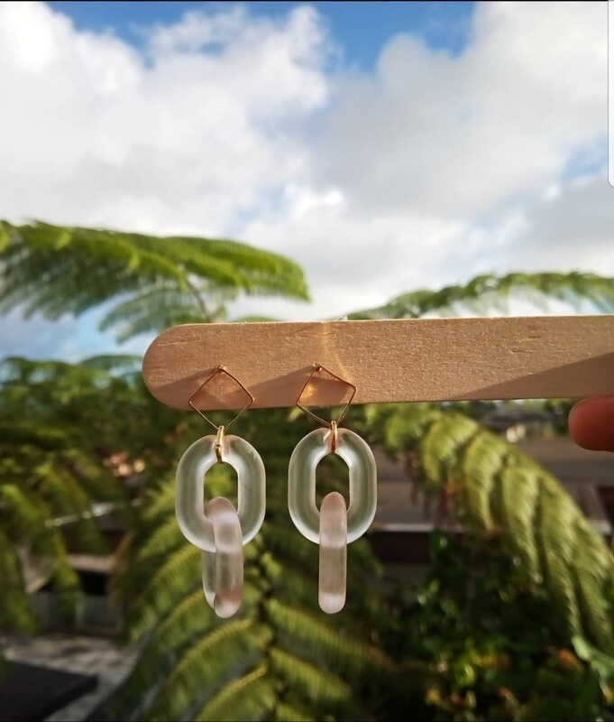 Transparent Rose Pink Acrylic Earrings