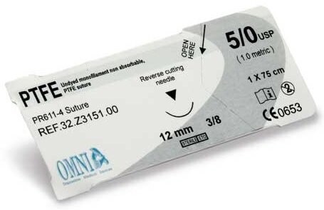 Fil de suture Omnia PTFE non résorbable aiguille 3/8 de cercle