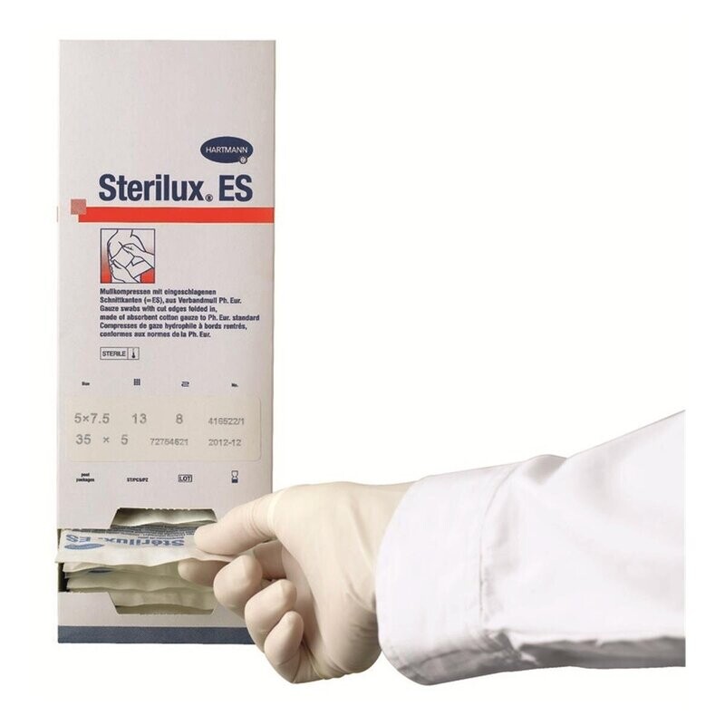 Compresses stériles tissées 5/5cm Sterilux ES Hartmann 
(175 pièces)