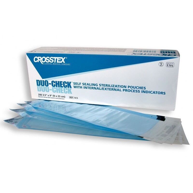 Sachets de stérilisation autocollants DuoCheck CrossTex (200 pièces)