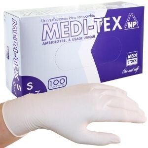 Gants Meditex latex blancs Medi Stock, Taille: M