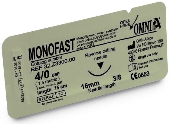Fil de suture Omnia PGCL résorbable aiguille 3/8 de cercle