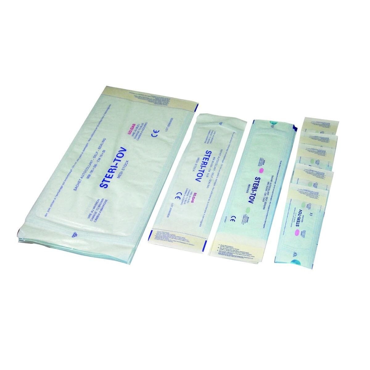 Sachets de stérilisation autocollants Steri-Tov Médistock (200 pièces) Sachets de stérilisation autocollants Steri-Tov Médistock (200 pièces)