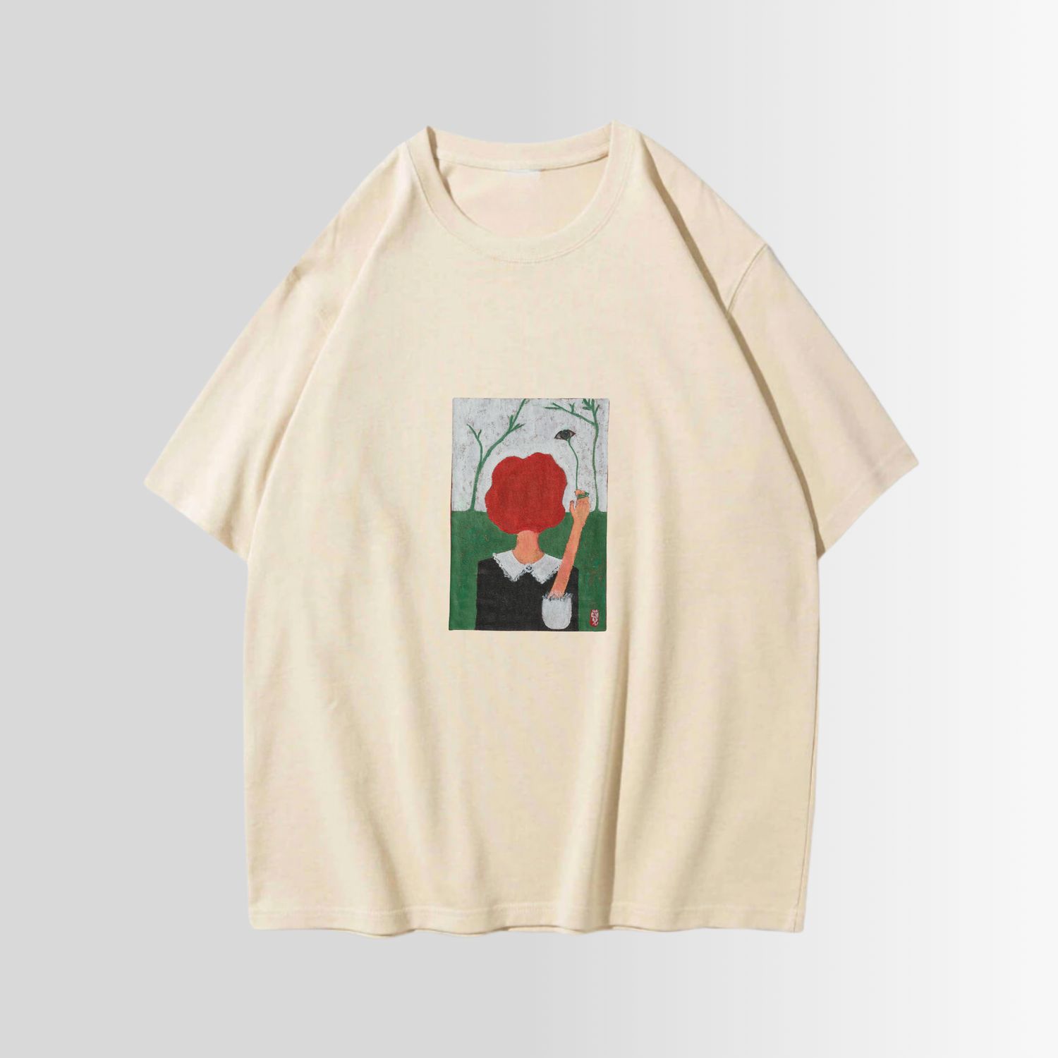 [HAND-PAINTED] Me FLOWER Collection "Tie A Prejudice Eye" Artwork T-Shirt (Khaki)