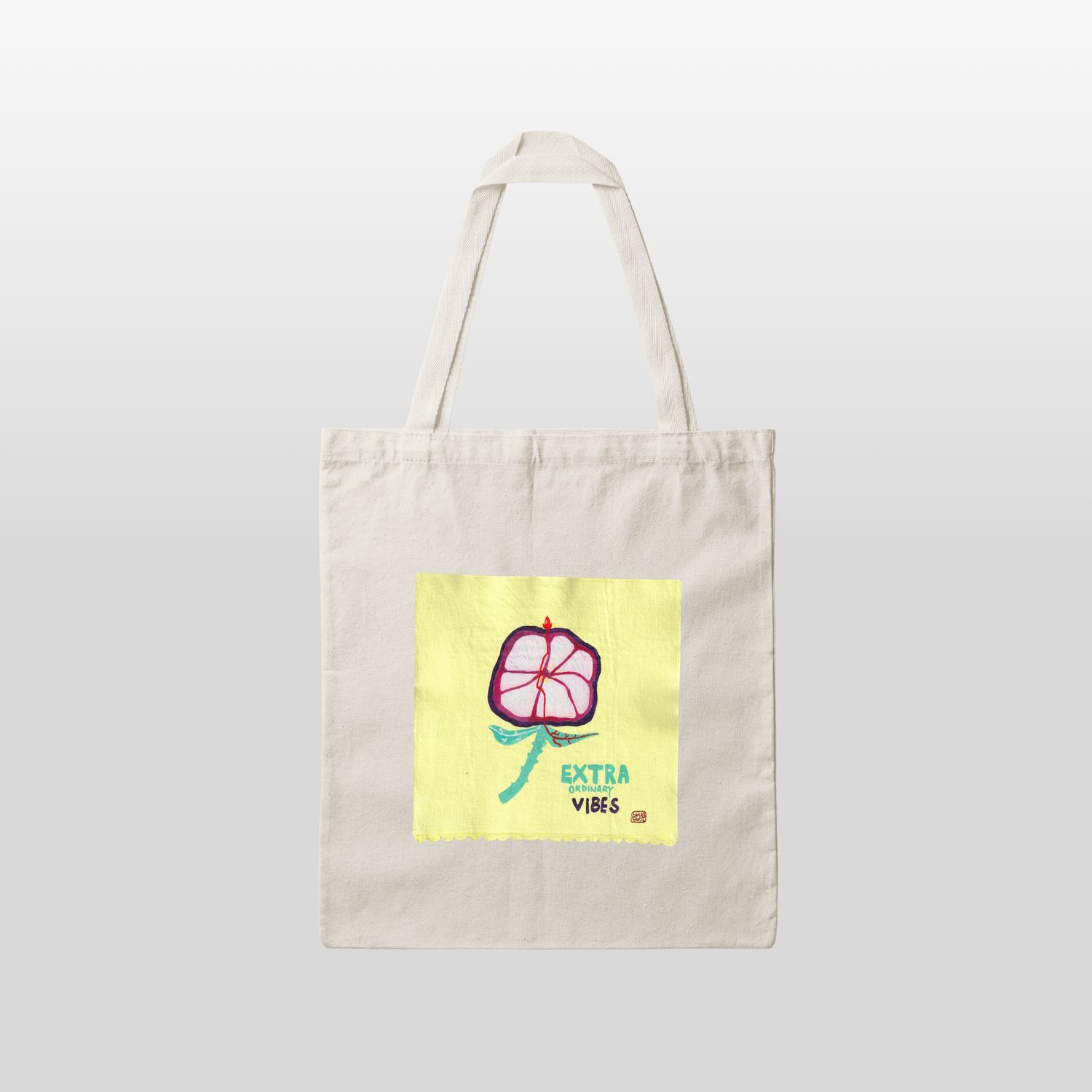 [HAND-PAINTED] Me FLOWER Collection 'Flower with Thorns' Canvas Tote Bag (Mangosteen)*