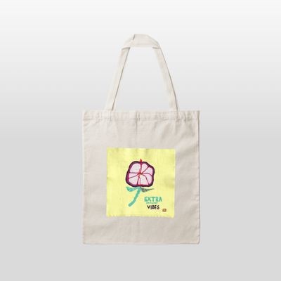 [HAND-PAINTED] Me FLOWER Collection 'Flower with Thorns' Canvas Tote Bag (Mangosteen)*