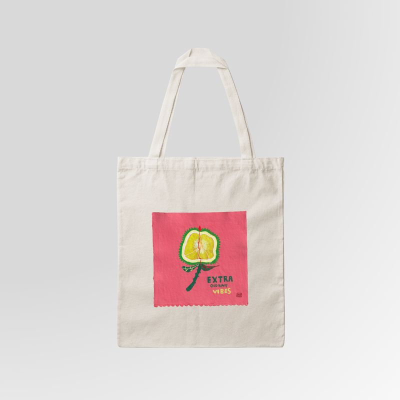 [HAND-PAINTED] Me FLOWER Collection 'Flower with Thorns' Canvas Tote Bag (Durian)*