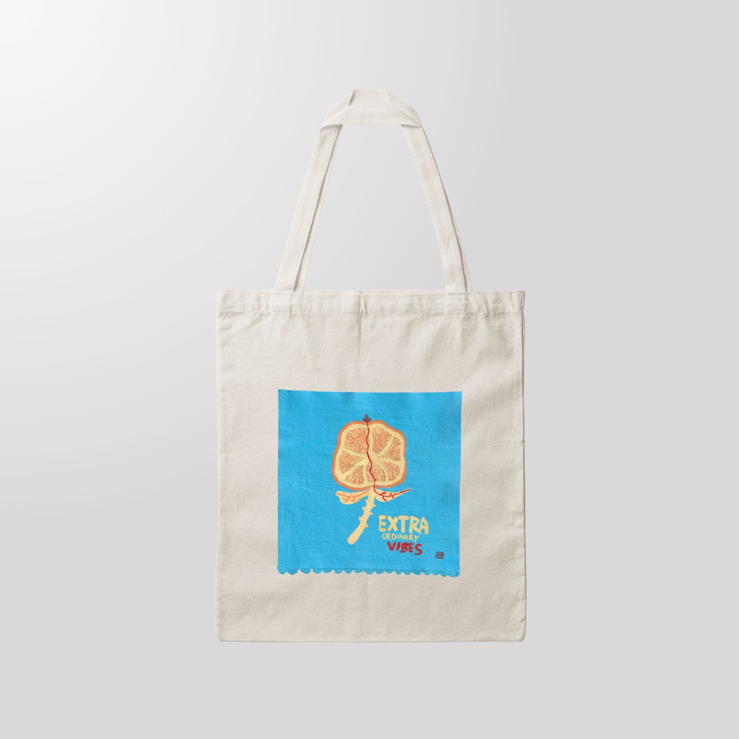 [HAND-PAINTED] Me FLOWER Collection 'Flower with Thorns' Canvas Tote Bag (Orange)*