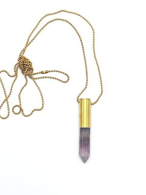 Crystal Copper Bullet Necklace in Amethyst