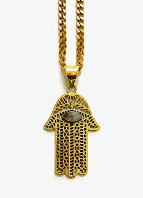 Sila Hamsa Moonstone Brass Necklace