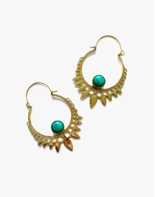 Maha Turquoise Brass Earrings