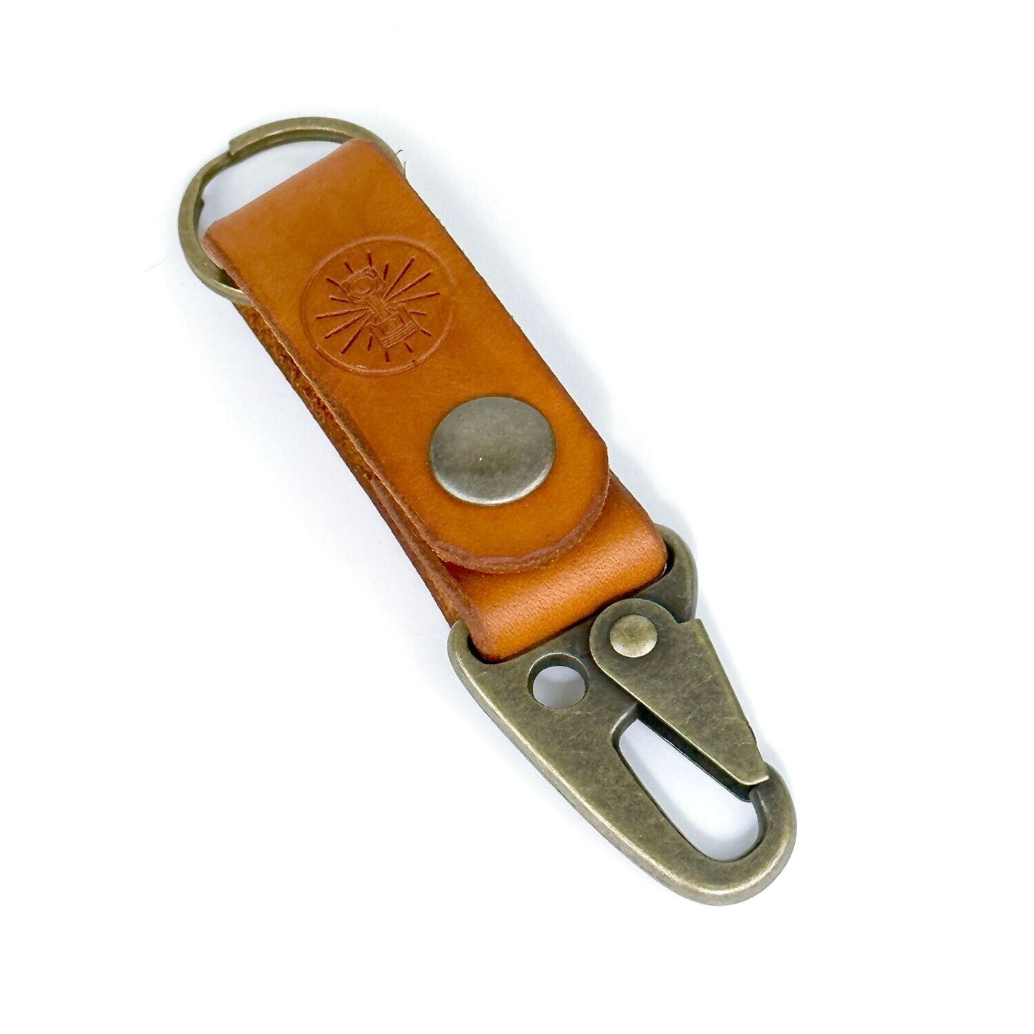RCG Leather Keychain, COLOR / OPTION: E. BRIDLE / ANTIQUE CLIP