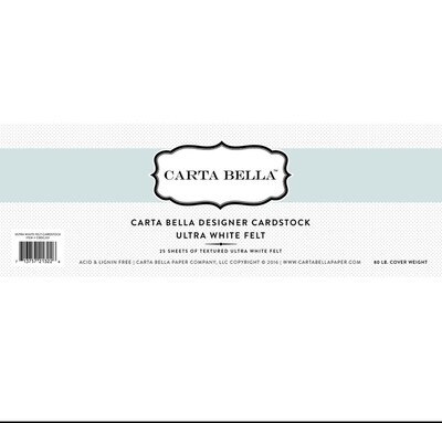 12x12 - Ultra White Felt Carta Bella Cardstock