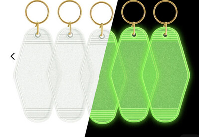 Key Chain Blank Glow Clear/ Green x1pc