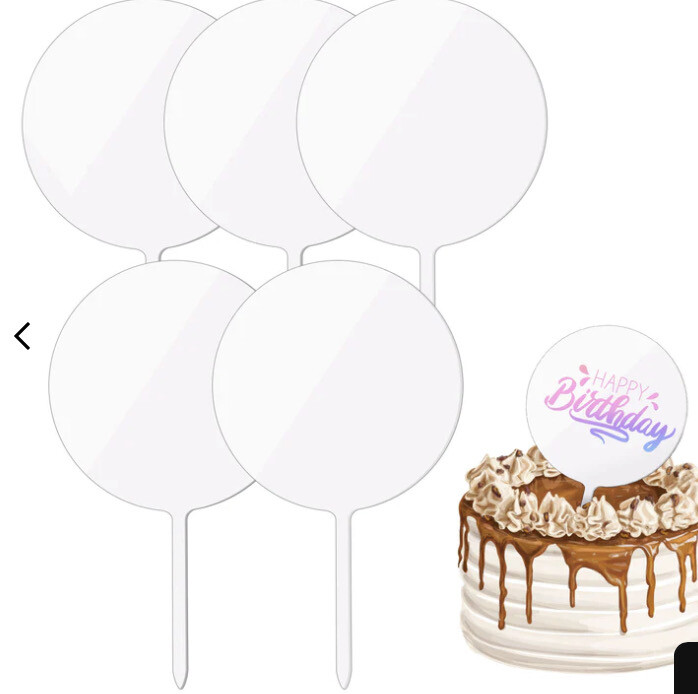 Acrylic Cake Topper  Round White