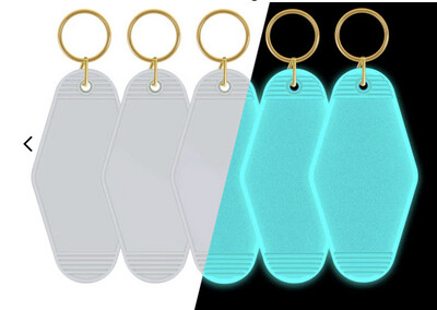 Key Chain Blanks Glow Clear/ Light Blue x1pc