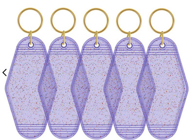 Key Chain Blank Glitter Purple X1pc