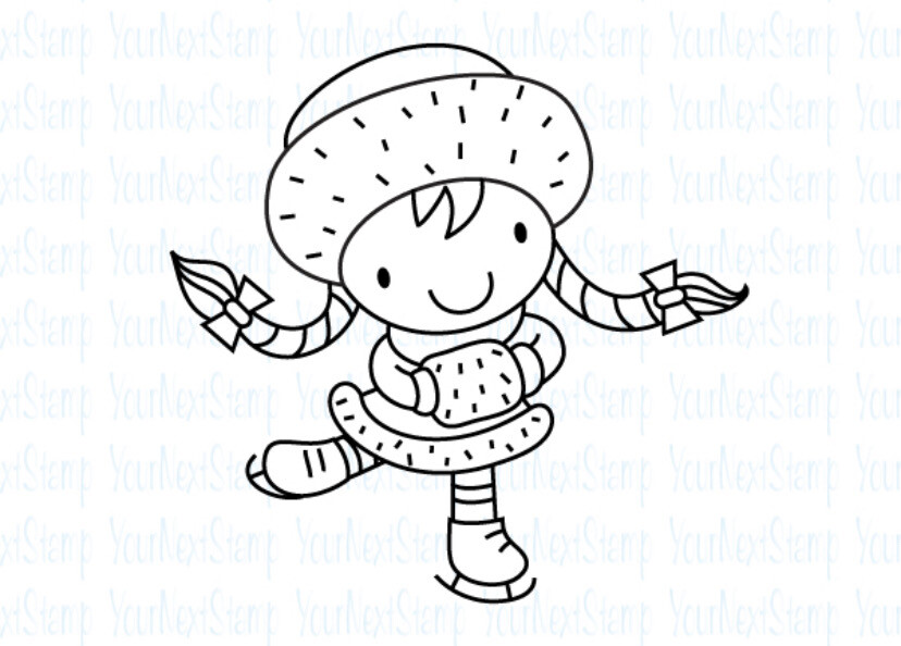 Mini Ellie Loves To Skate stamp/die