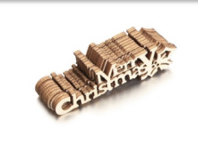 DIY Wooden Merry Christmas Word 1.5&quot; X 3.5&quot;