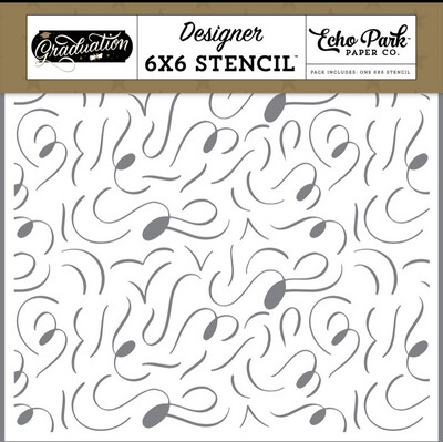 Graduation Celebration Swirls Stencil 6x6
