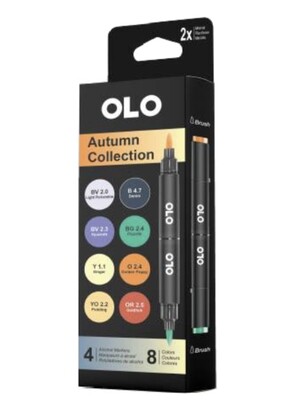 Olo Autumn Collection Alcohol Markers 4 Pens-8 Colours