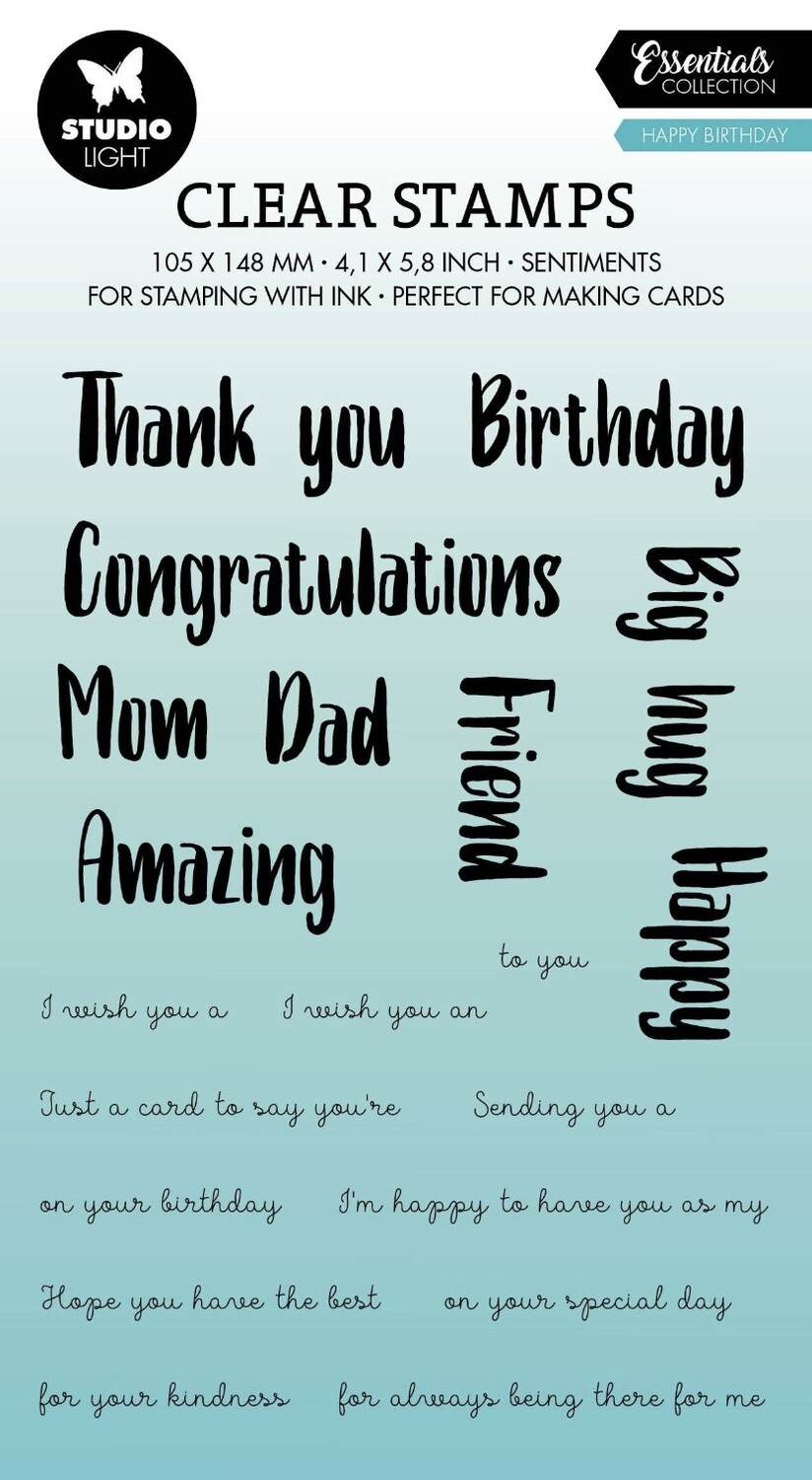 SL Clear Stamps Happy Birthday Eng Essentials148x105x1mm 20 PC nr.305