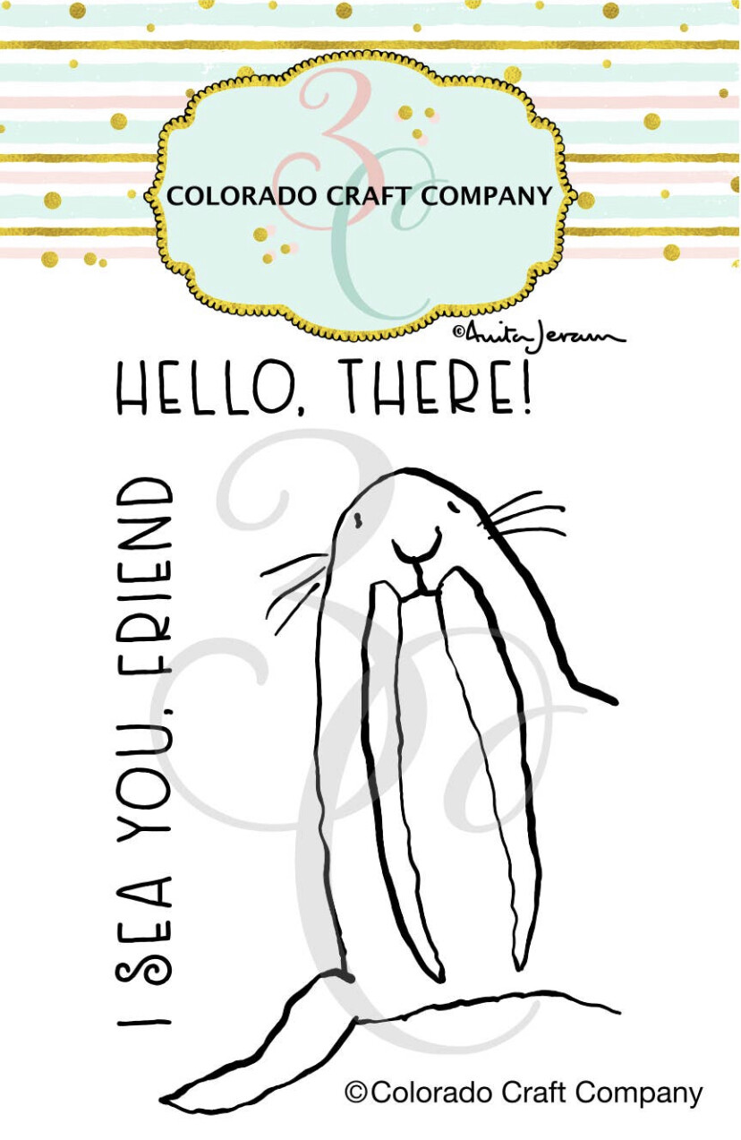 AJ766 Anita Jeram~Walrus Mini 2 x 3 Clear Stamps &amp; Die