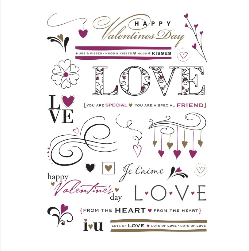 Rub On Transfers Hugs And Kisses
