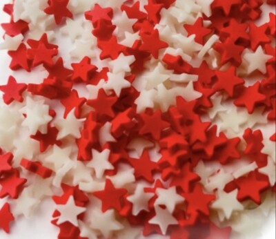 Canadiana  Polymer Clay Stars Red/White