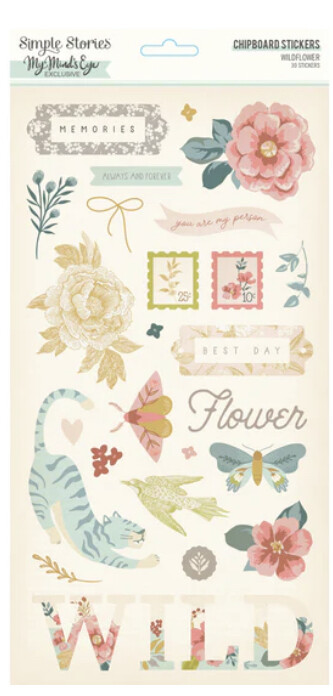 6x12 Chipboard Stickers Wildflower 30pcs