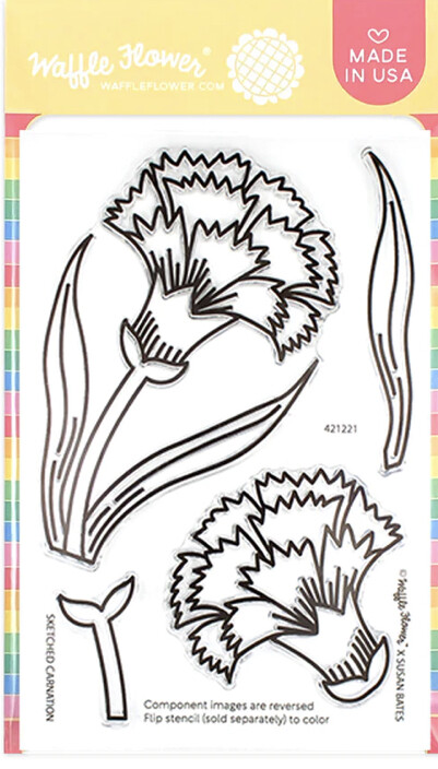 Sketched Carnation Clear Stamp 4 Pcs