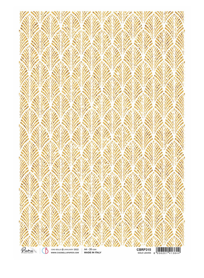 Piuma Rice Paper A4 Sheet Gold Leaves 1pc