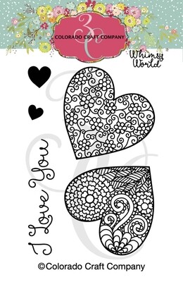 Whimsy World Hearts Mini Clear Stamp 5 Pcs