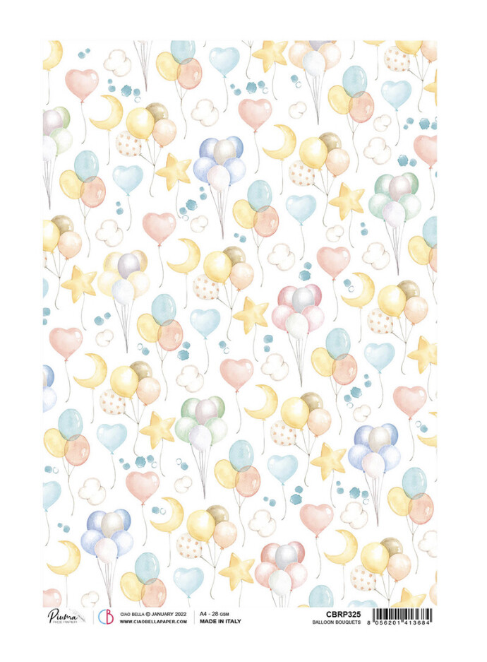 A4 Piuma Rice Paper My Tiny World Balloon Bouquets
